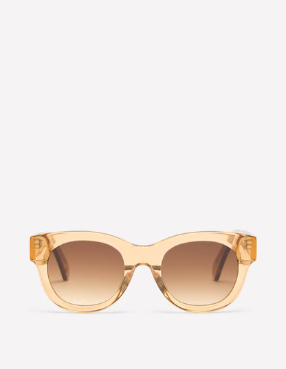 Round Acetate Sunglasses-Crystal Taupe