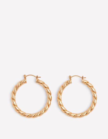 Large Chunky Twist Hoops-Gold