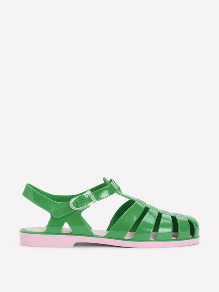 Jelly Shoe-Rich Emerald/ Soft Pink