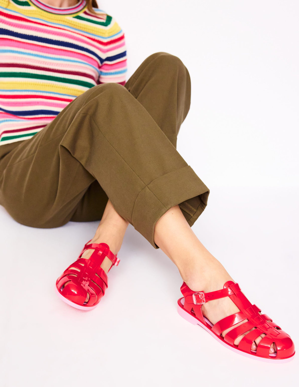 Jelly Shoe-Post Box Red/ Soft Pink-2