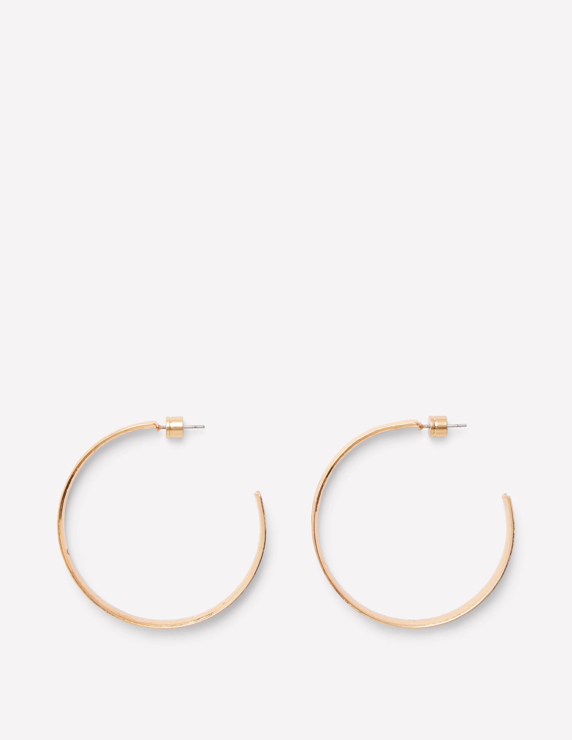 Large Hammered Hoop Earrings-Gold Colour-1