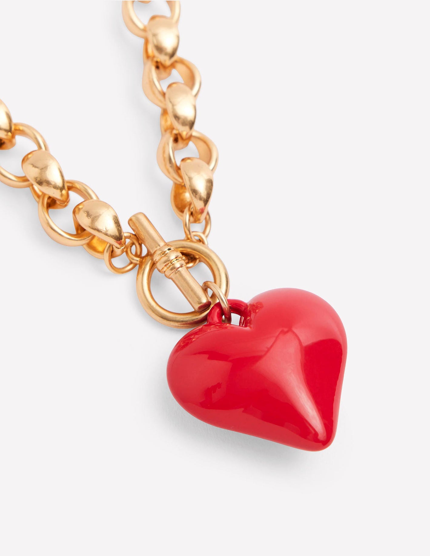 Chunky Heart Necklace-High Risk Red