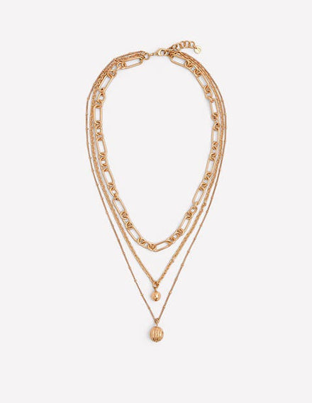 Layered Drop Chain Necklace-Gold