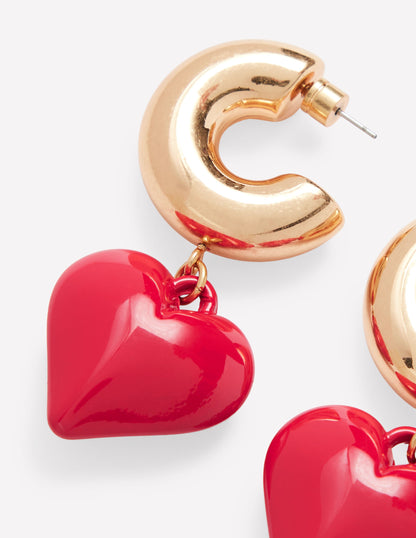 Chunky Heart Hoops-Red