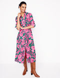 Kate Midi Shirt Dress-Green, Blossom Cascade