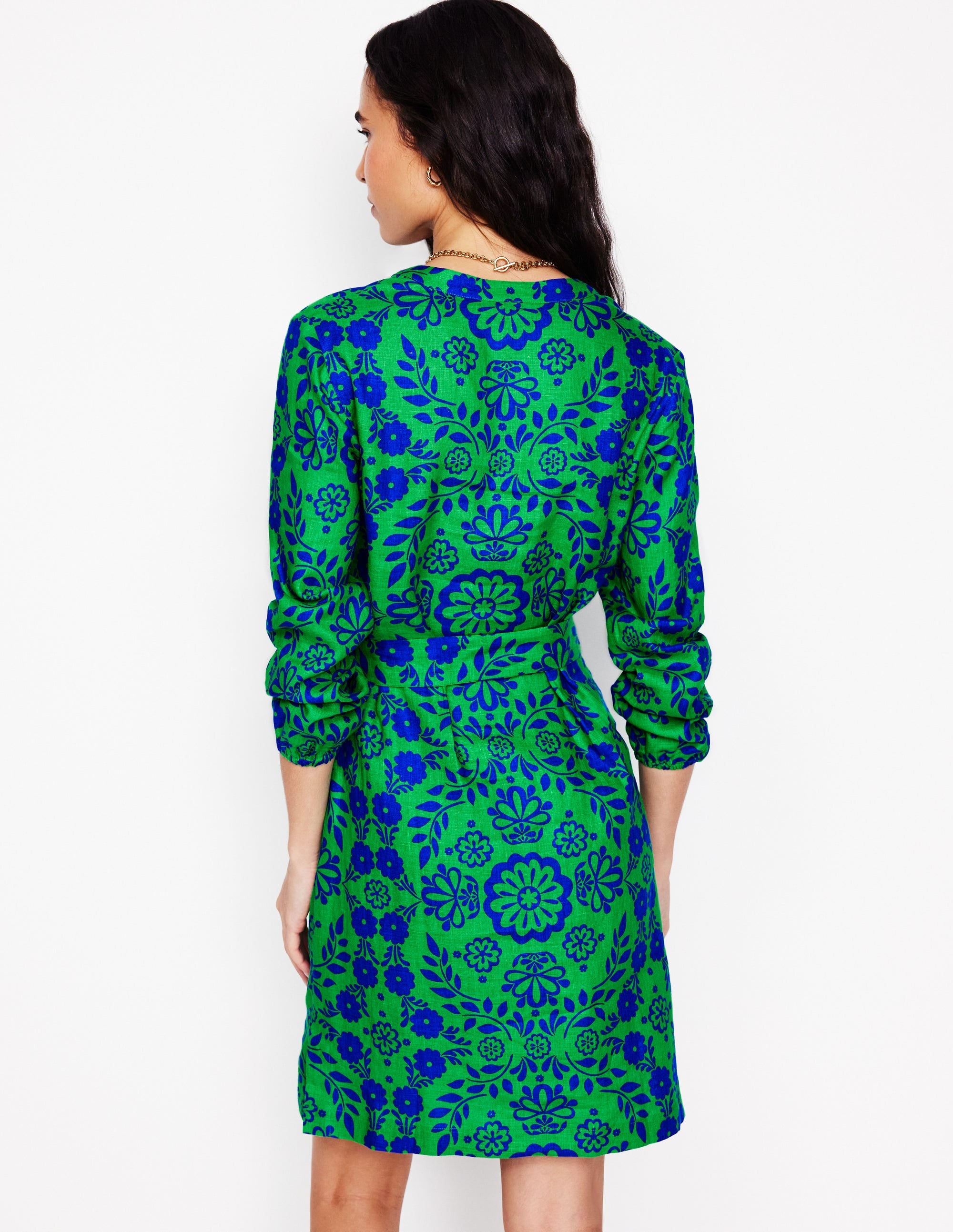 Cleo Linen Tie Waist Dress-Aleo, Structured Meadow - Image 3