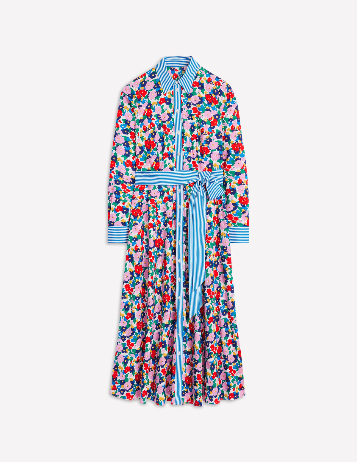 Amy Cotton Midi Shirt Dress-Multi, Painterly Meadow - Image 5