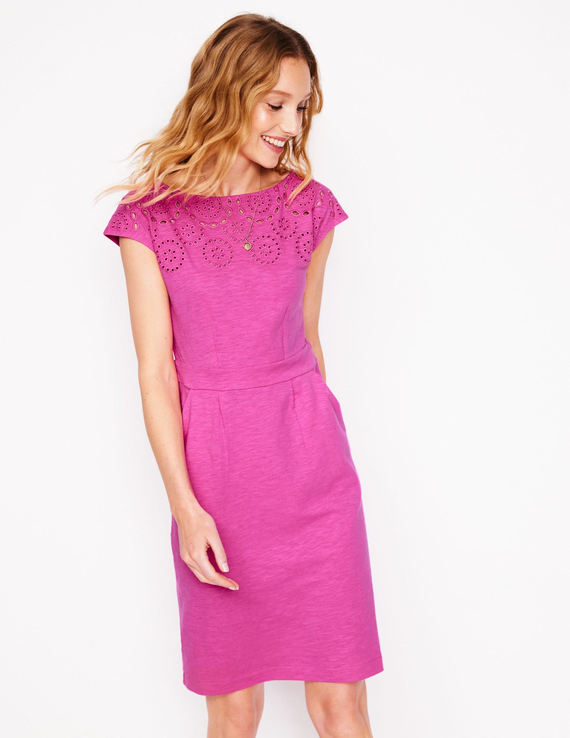 Florrie Broderie Dress-Cosmos Pink | Boden Global Florrie Broderie Dress-Cosmos Pink | Boden Global