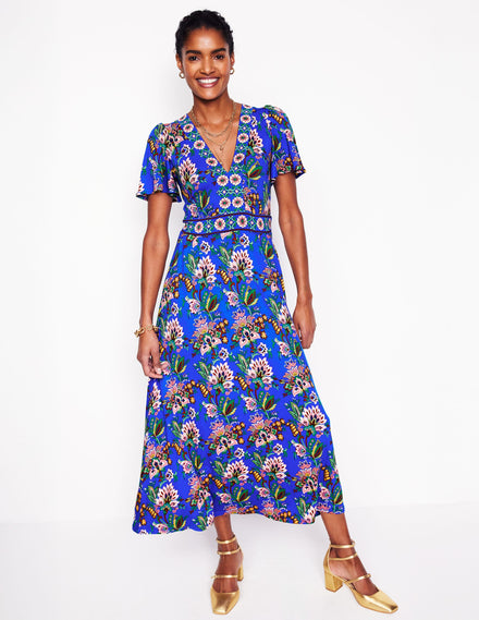 Ellie Flutter Maxi Tea Dress-Gallery Blue, Botanica Terrace