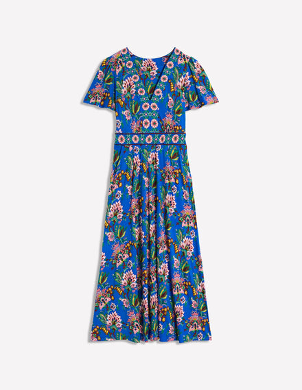 Ellie Flutter Maxi Tea Dress-Gallery Blue, Botanica Terrace