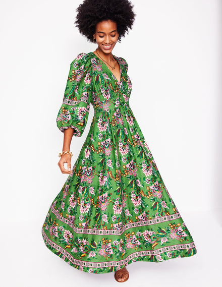 Lola Blouson Maxi Dress-Green, Botanica Terrace