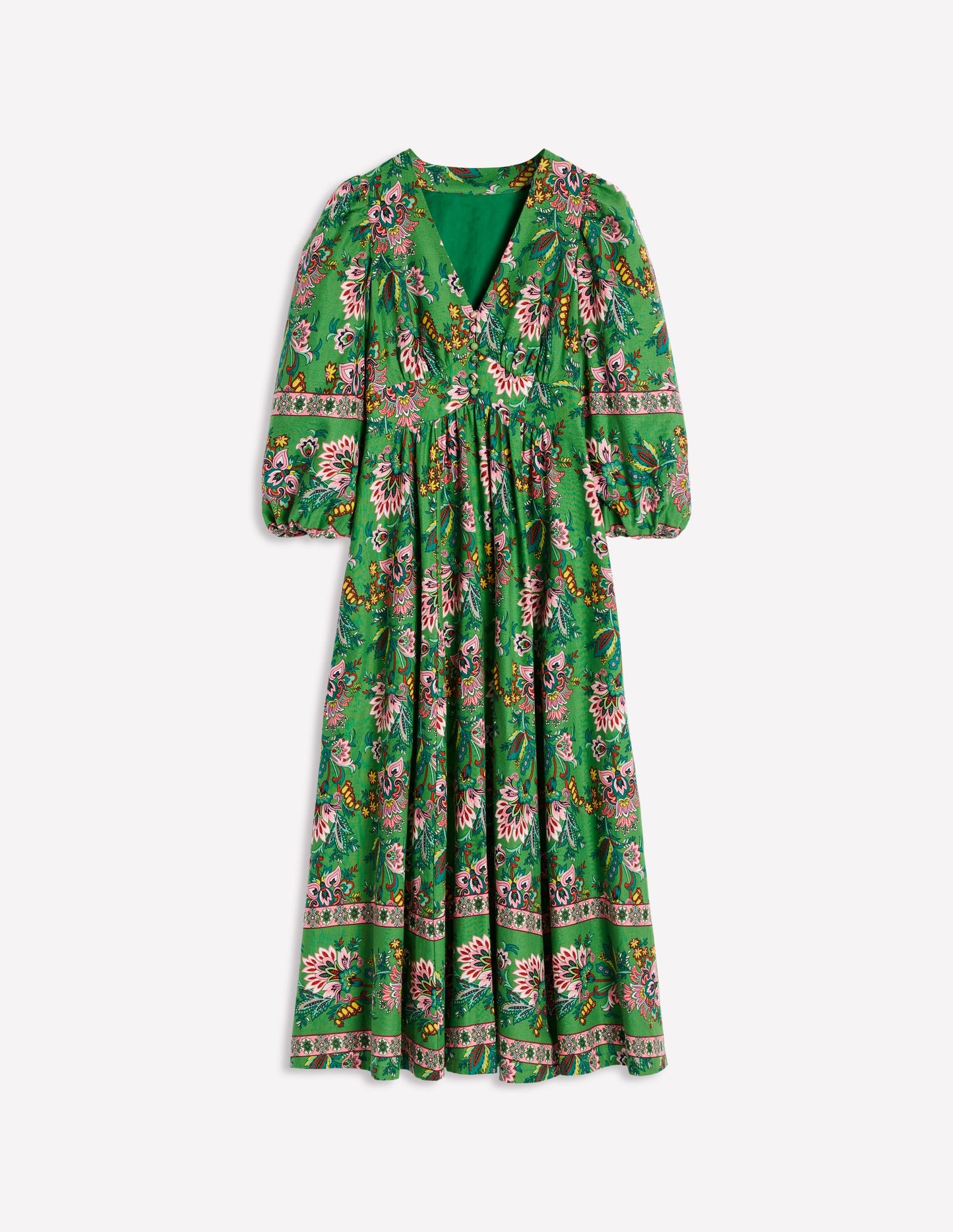 Lola Blouson Maxi Dress-Green, Botanic Terrace