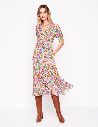 Rosie Godet Tea Dress-Multi, Oriental Paradise