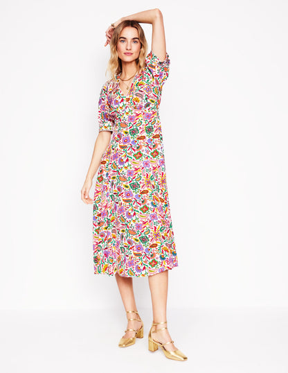 Rosie Godet Tea Dress-Multi, Oriental Paradise