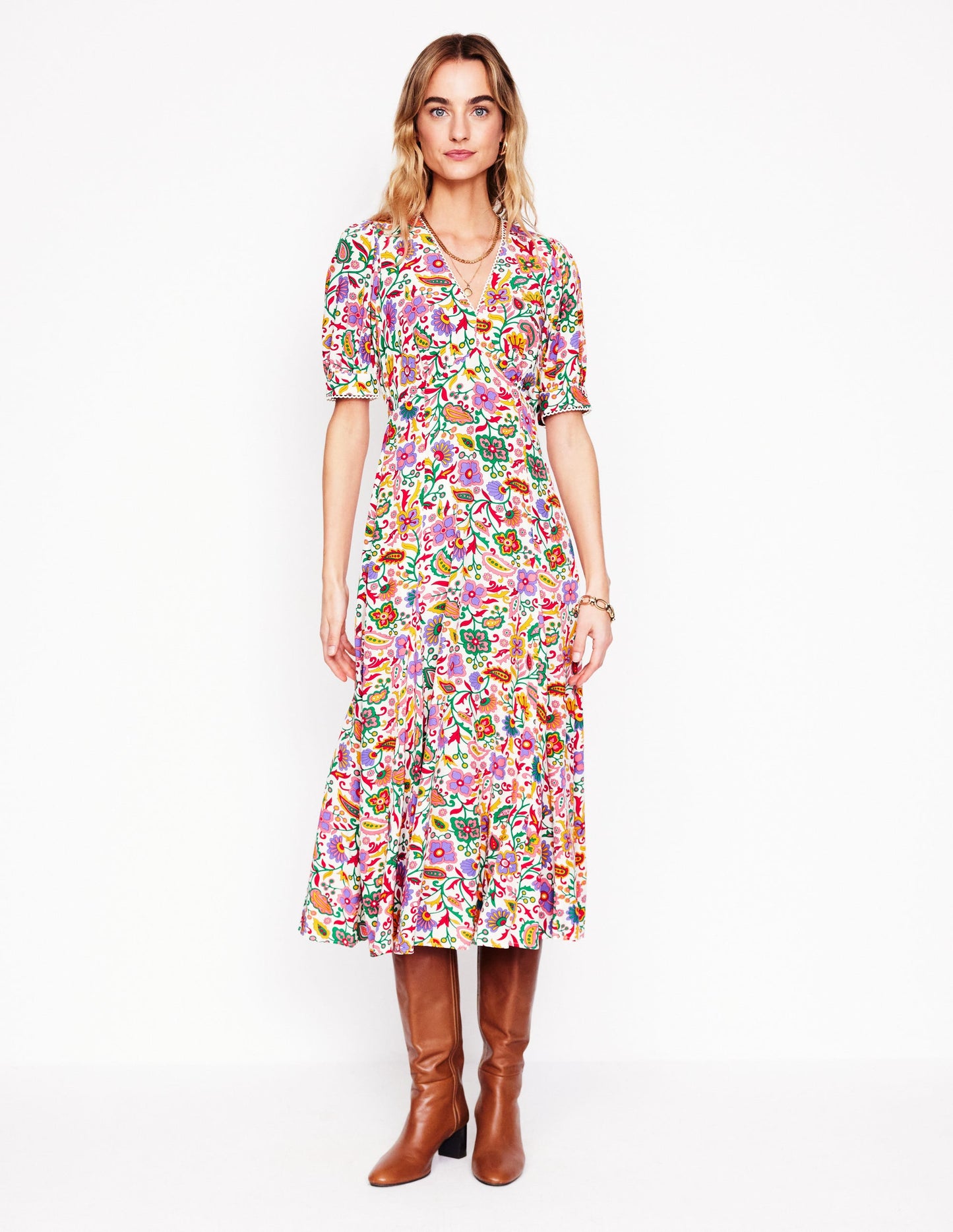 Rosie Godet Tea Dress-Multi, Oriental Paradise