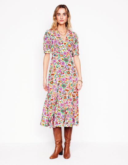 Rosie Godet Tea Dress-Multi, Oriental Paradise