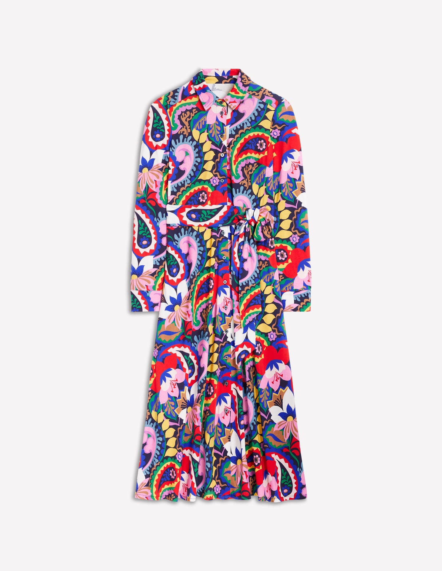 Marcia Jersey Midi Shirt Dress-Multi, Botanical Paisley