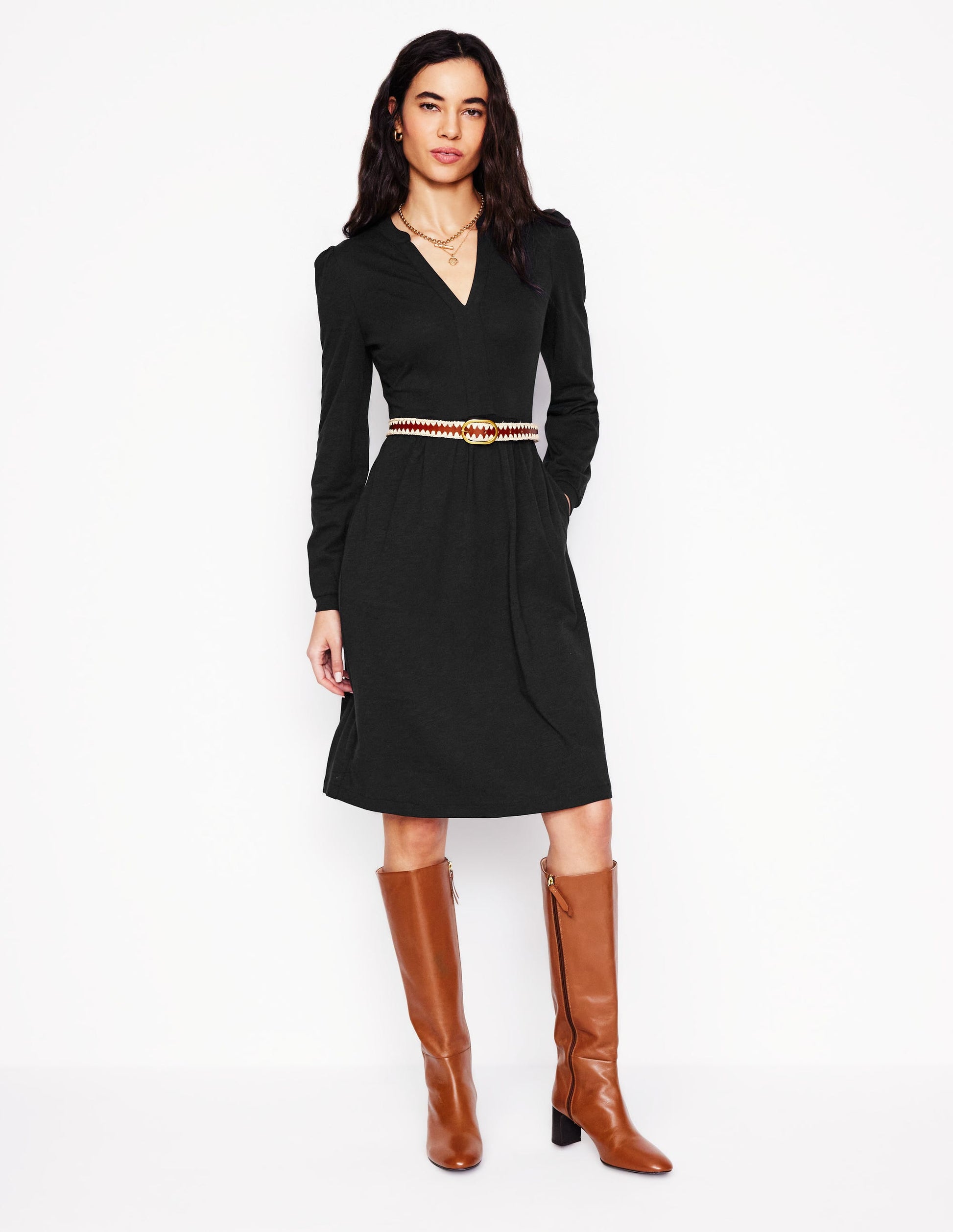 Naomi Relaxed Jersey Dress-Black-4