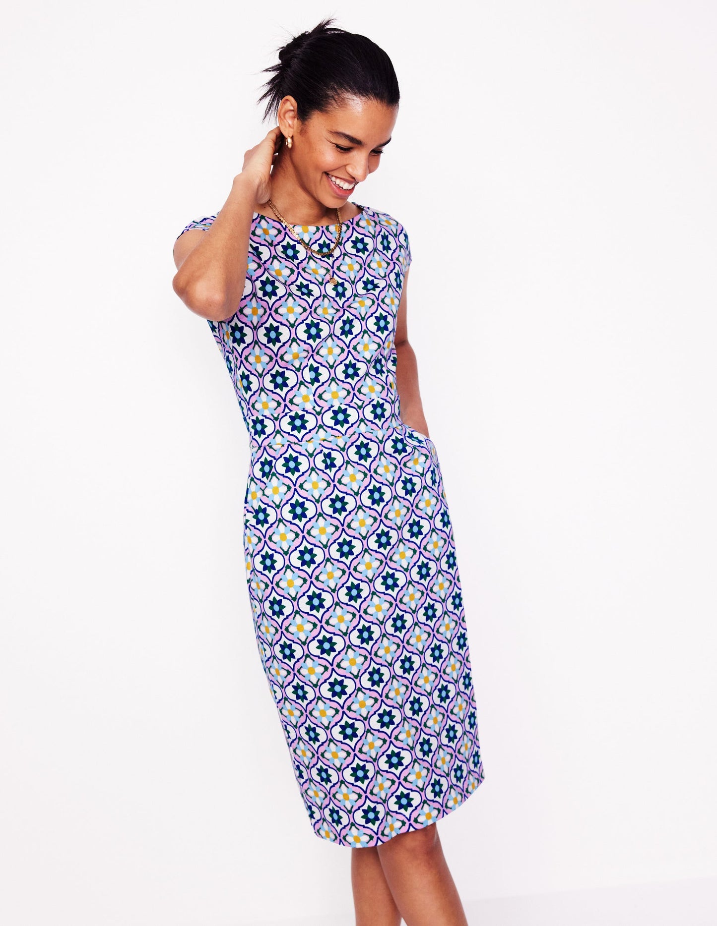 Florrie Jersey Dress-Multi, Floweret Tile