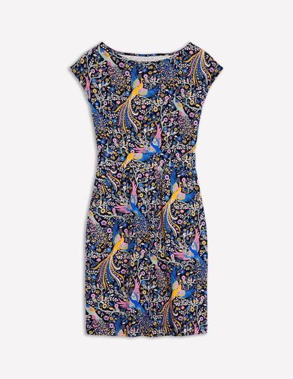 Florrie Jersey Dress-Multi, Enchanting Peacock