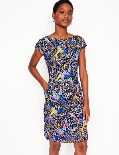 Florrie Jersey Dress-Multi, Enchanting Peacock