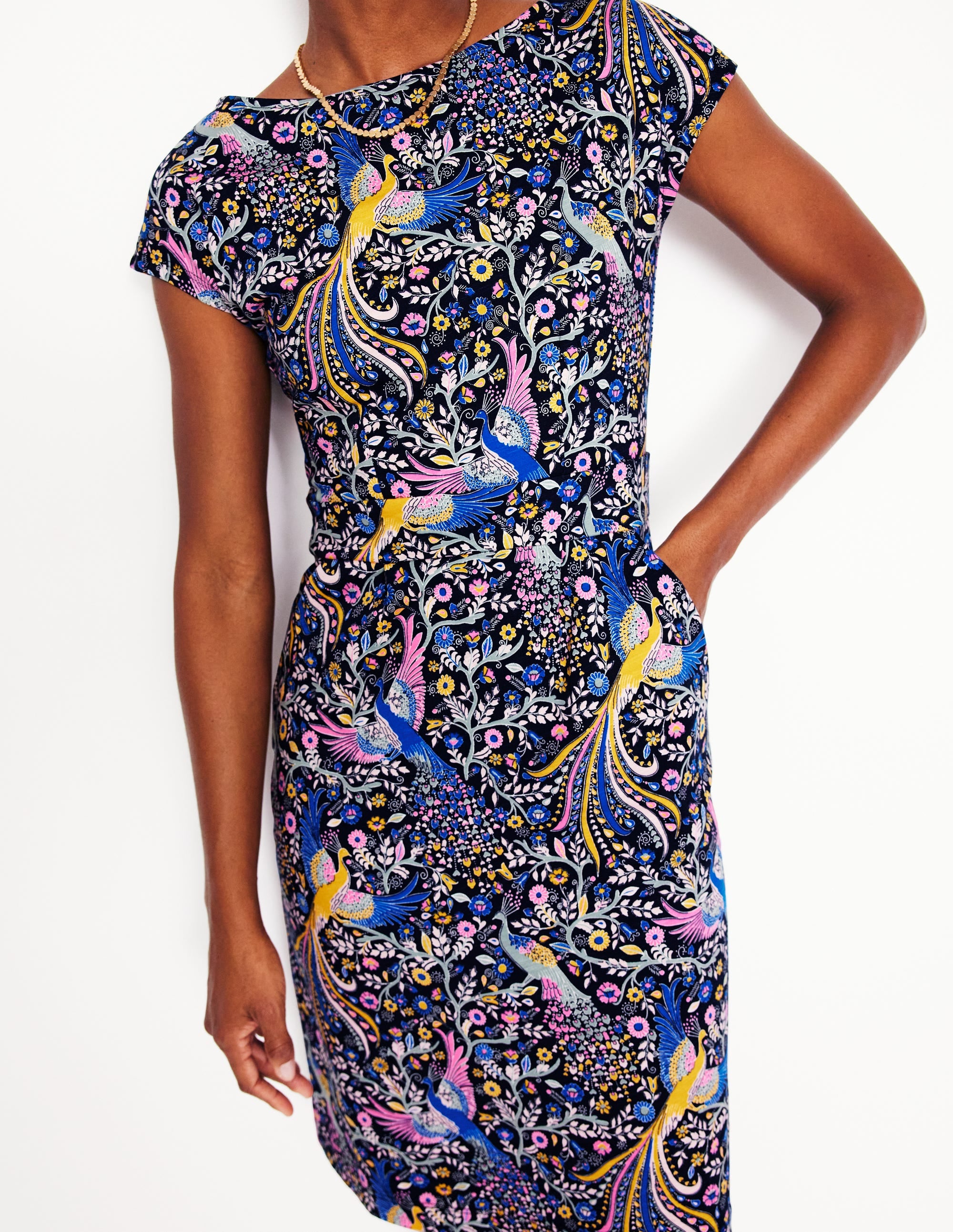 Florrie Jersey Dress-French Navy,Enchanting Peacock - Image 2