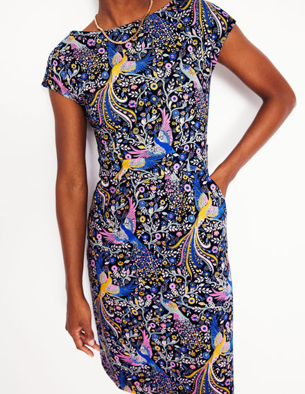 Florrie Jersey Dress-French Navy,Enchanting Peacock