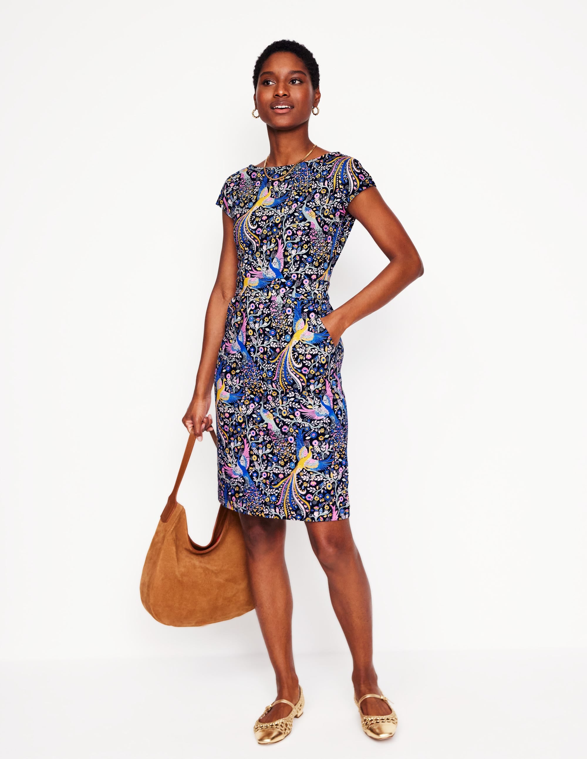 Florrie Jersey Dress-French Navy,Enchanting Peacock - Image 4