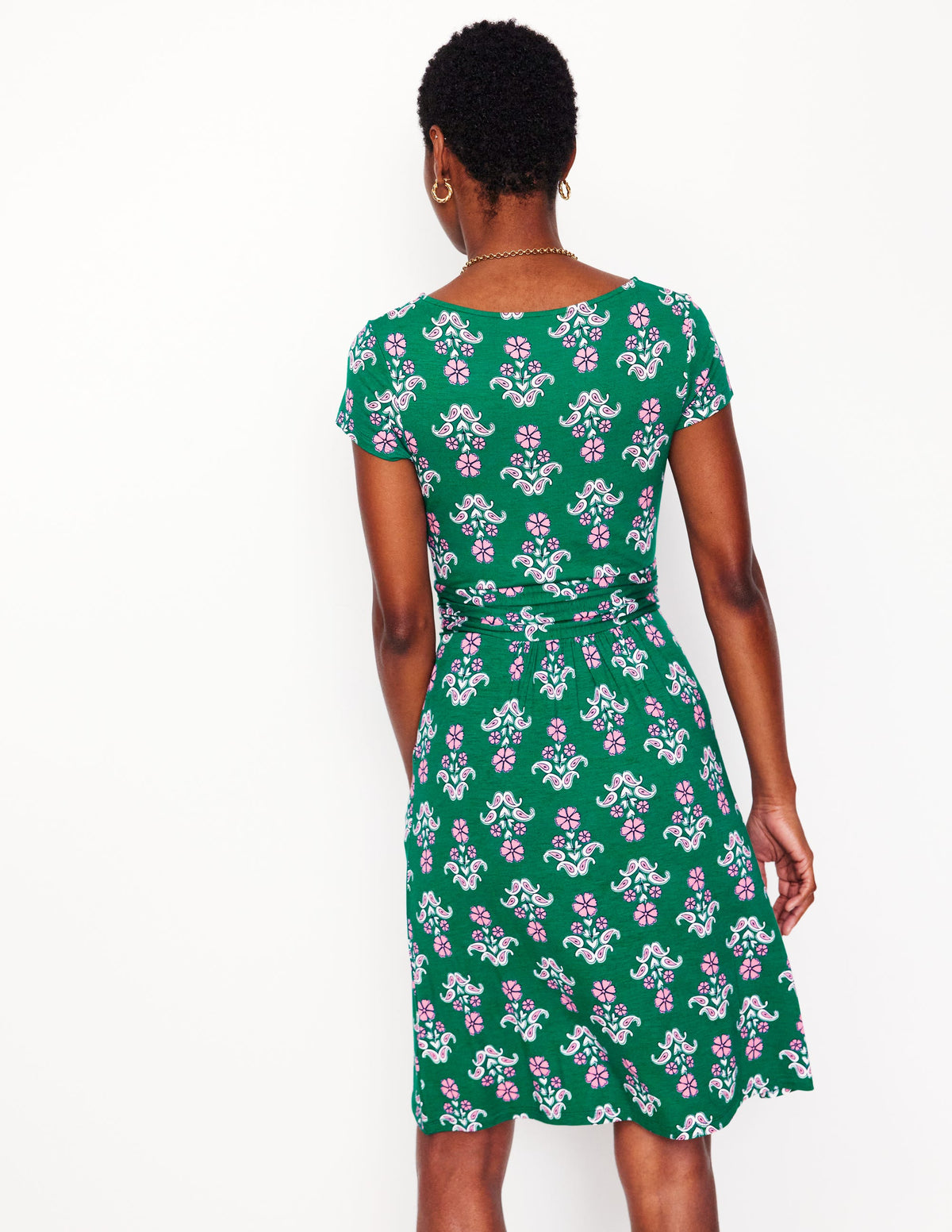 Amelie Jersey Dress-Forest Grass, Pansy Stamp - Image 2