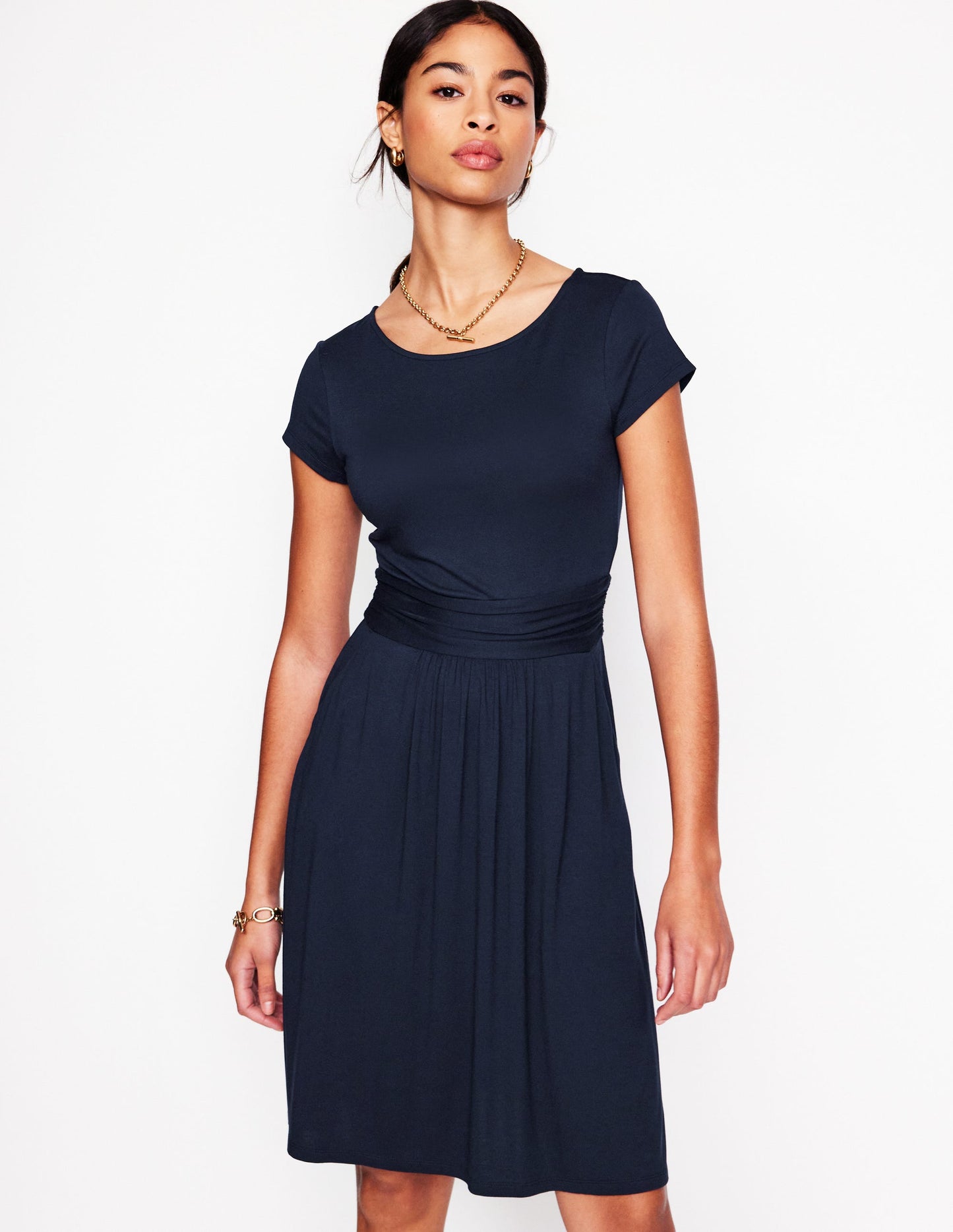 Amelie Jersey Dress-Navy