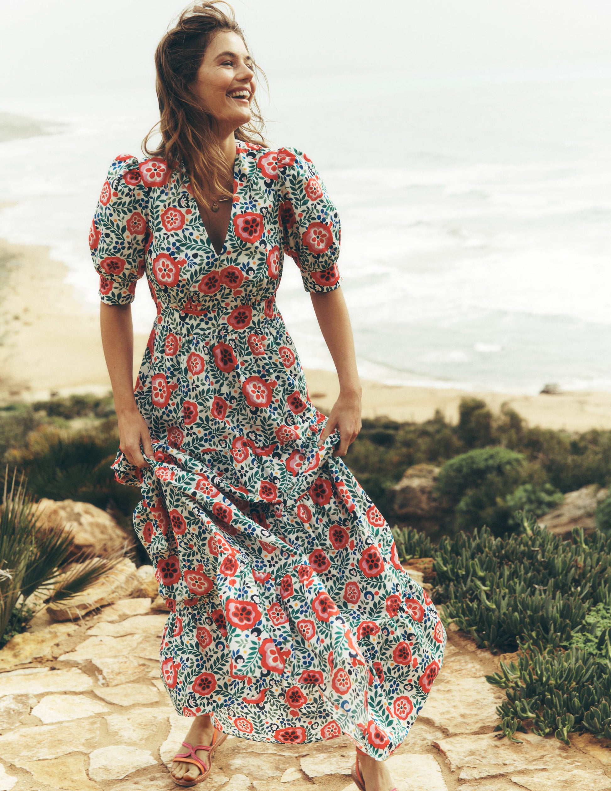 bella puff sleeve maxi dress Buy Boden Pink 100% Cotton Bella Puff Sleeve Maxi Dress from Next Luxembourg