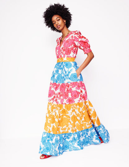 Bella Puff Sleeve Maxi Dress-Multi, Blossom Cascade