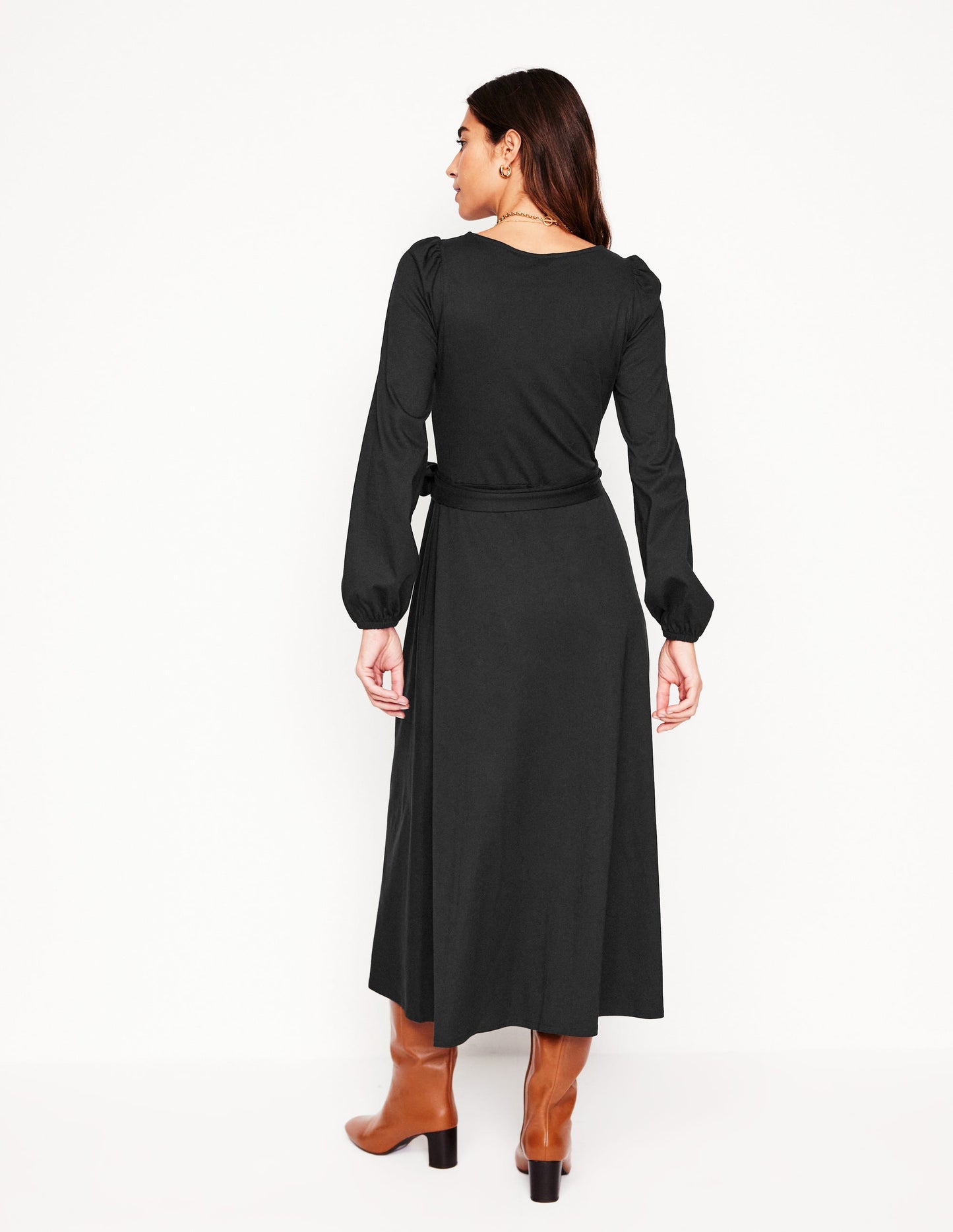 Leandra Jersey Midi Dress-Black