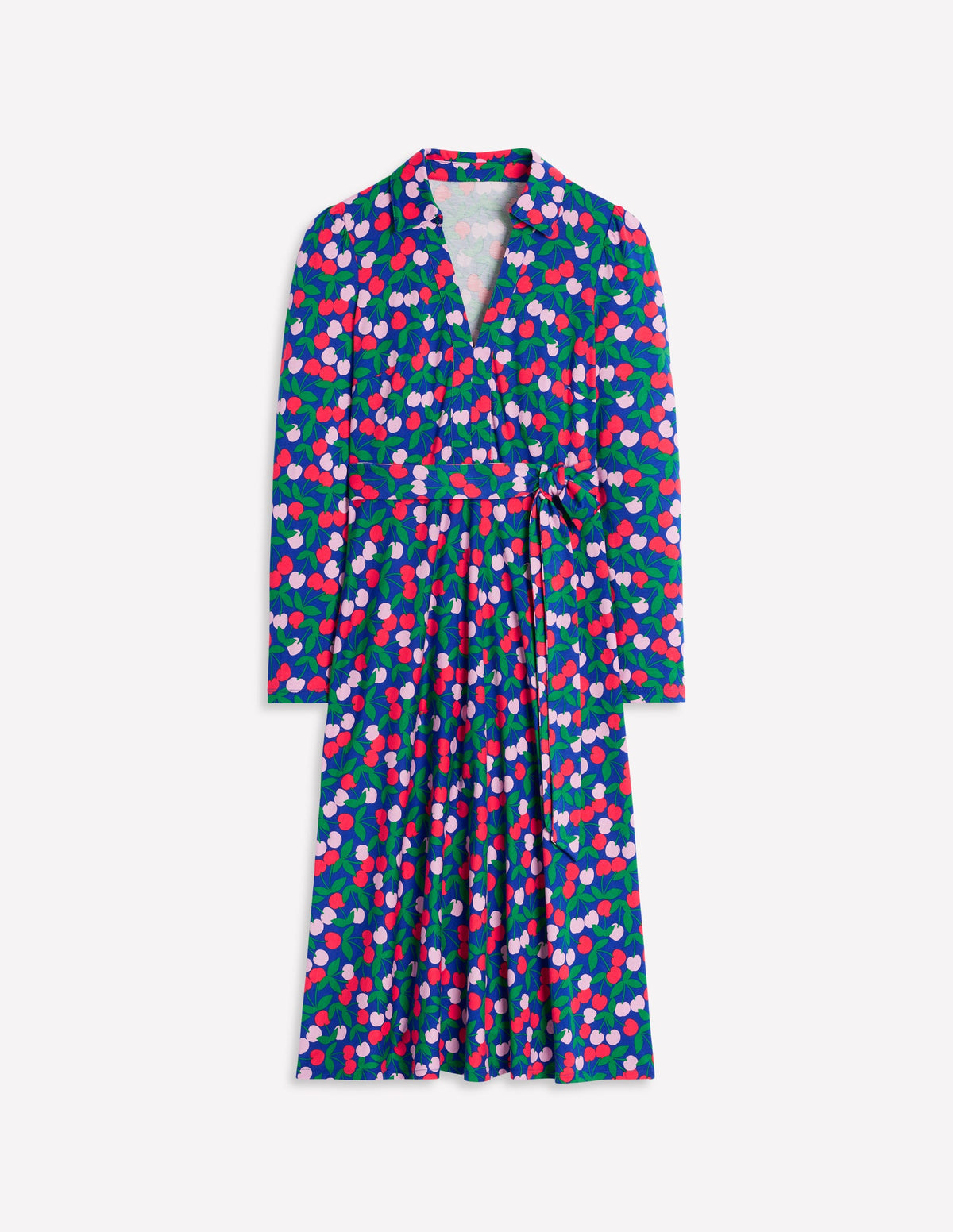 Imogen Collared Jersey Dress-Bright Blue, Cherry Cascade - Image 5