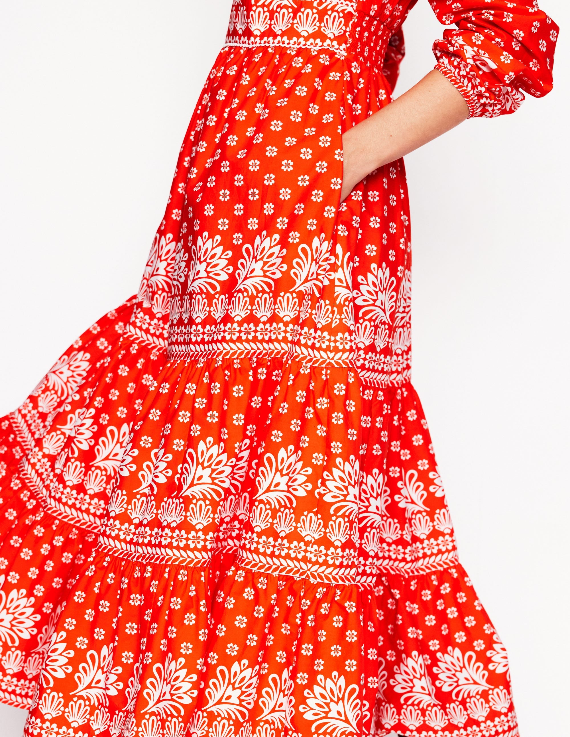 Violet Midi Dress-Firecracker Red, Palm Flora - Image 5