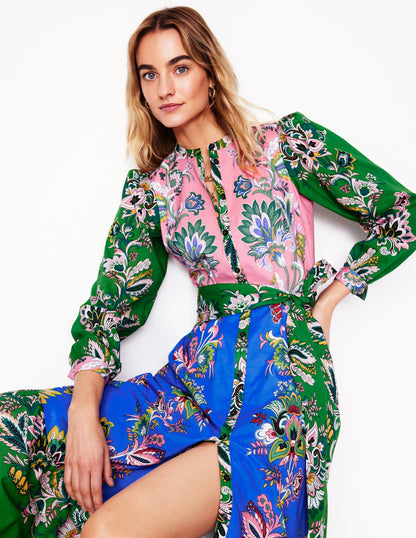 Mia Tiered Shirt Dress-Multi, Botanica Terrace