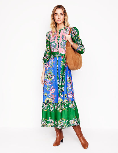 Mia Tiered Shirt Dress-Multi, Botanica Terrace