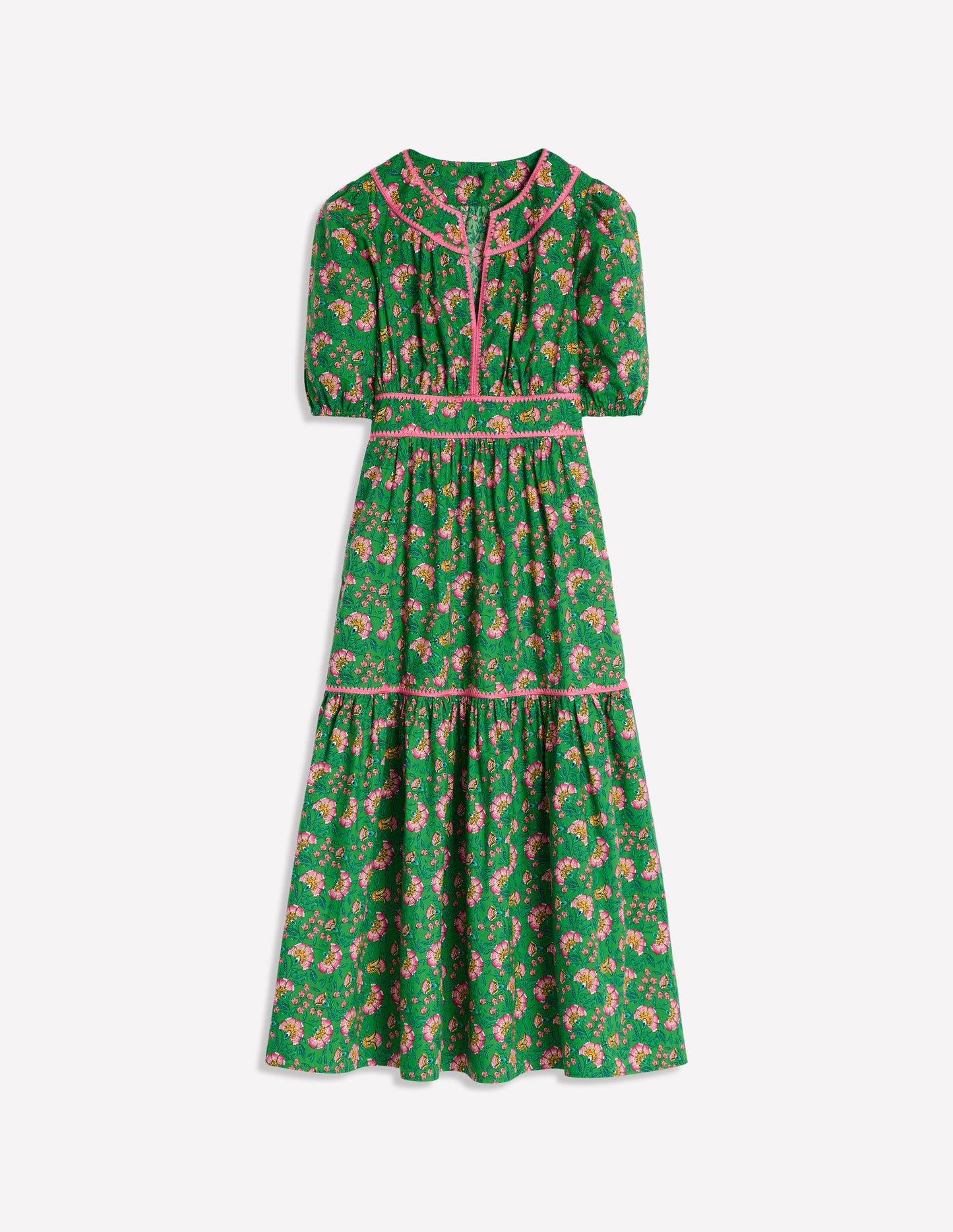 Rhea Embroidered Midi Dress-Paradise Green, Decorative