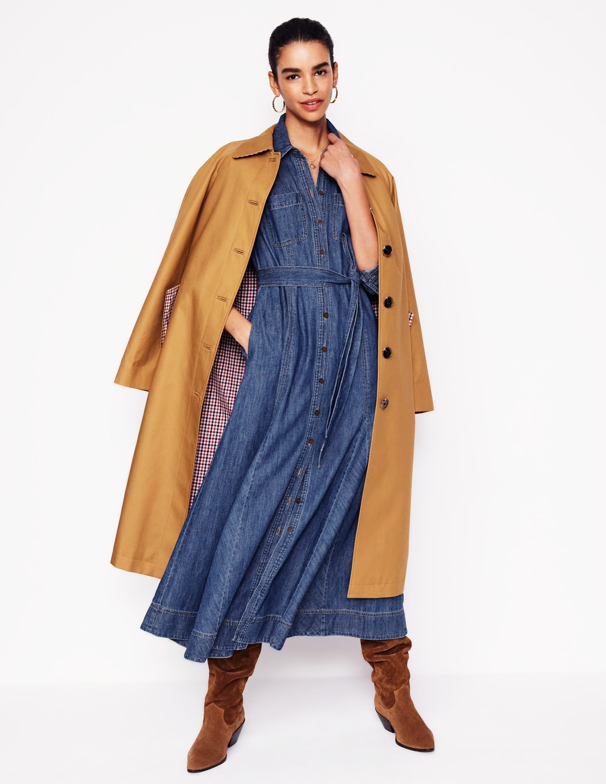 Mila Denim Midi Shirt Dress-Mid Vintage - Image 1