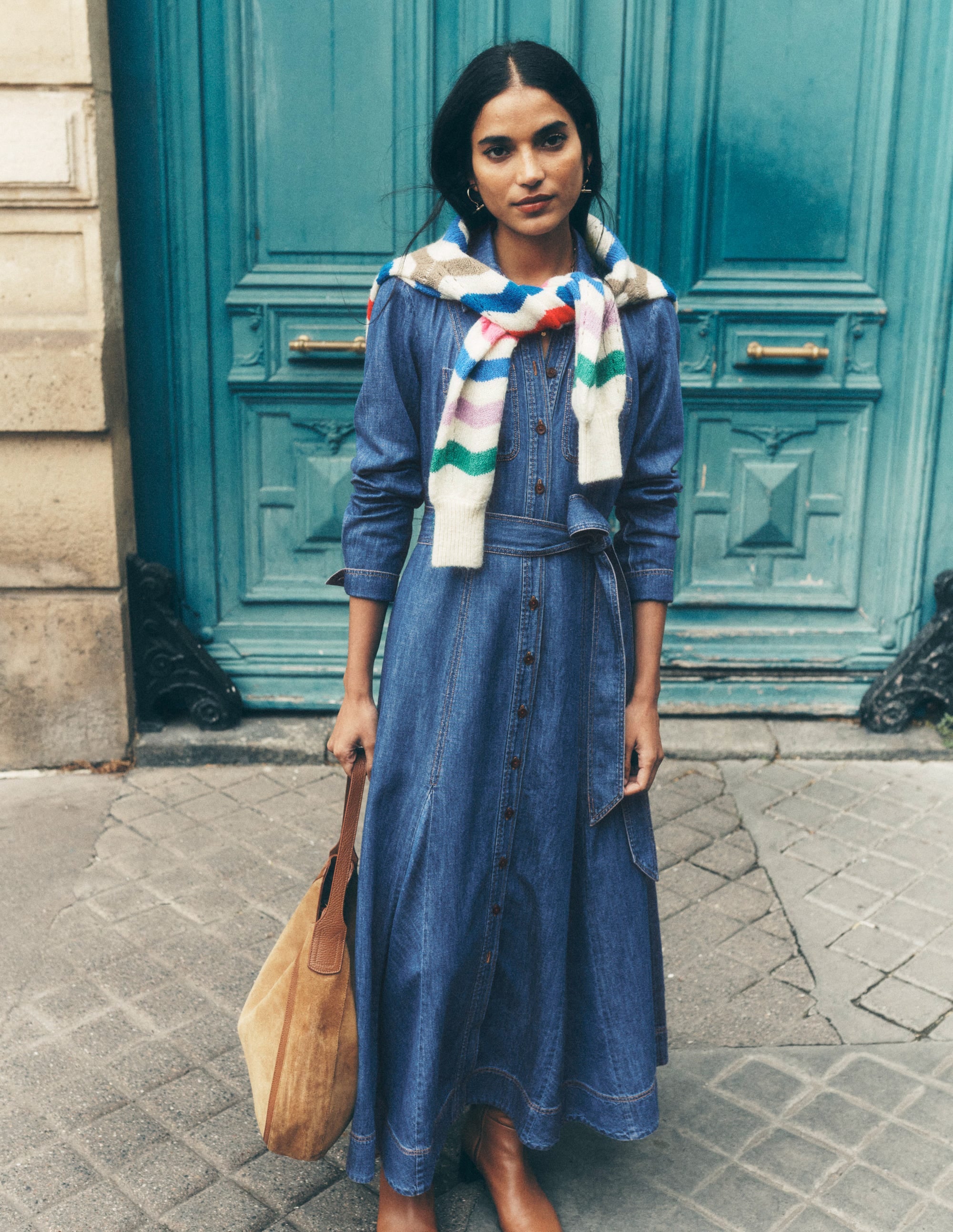 Mila Denim Midi Shirt Dress-Mid Vintage - Image 3