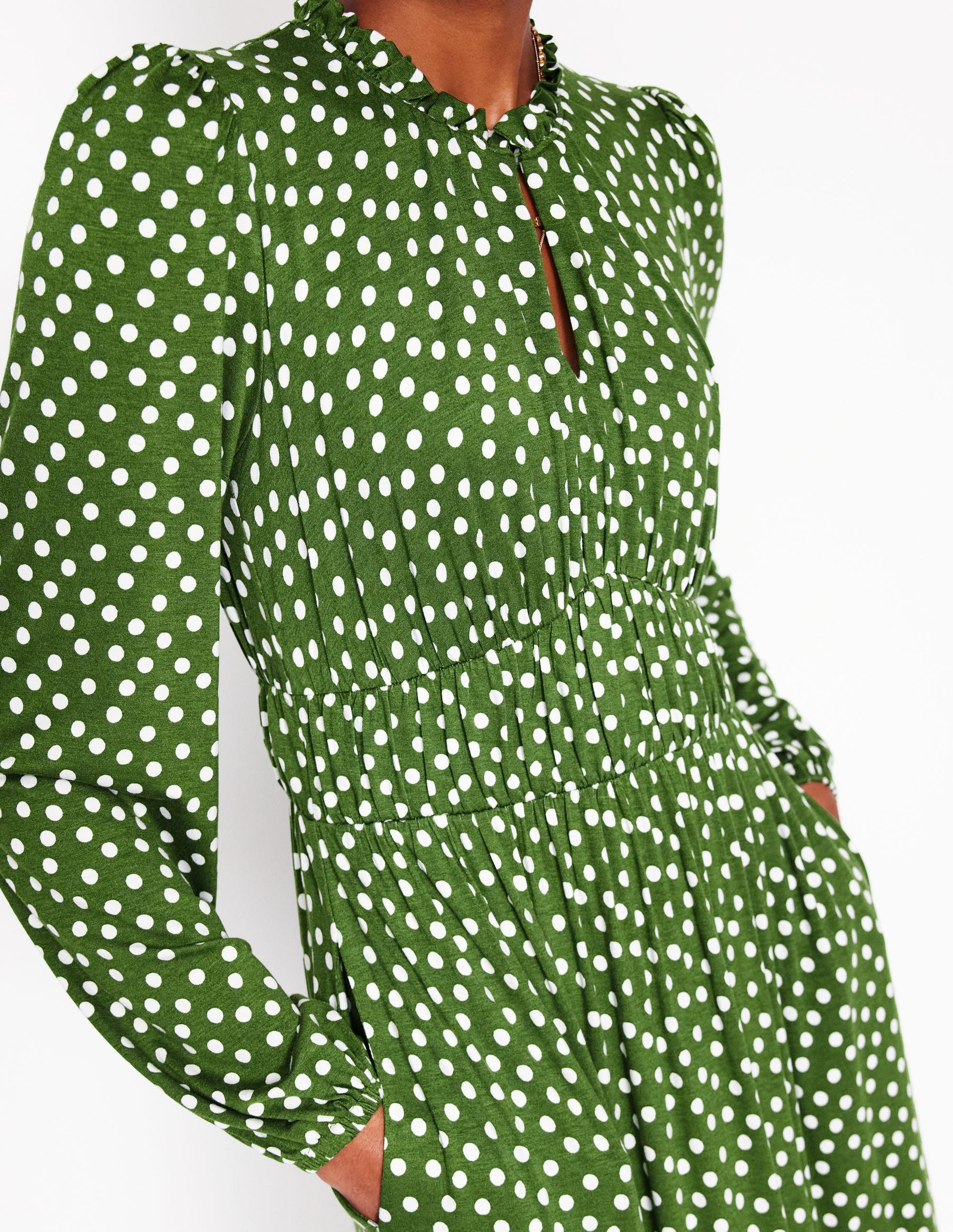 Rosamund Jersey Midi Tea Dress-Paradise Green, Abstract Dot | Boden Global Rosamund Jersey Midi Tea Dress-Paradise Green, Abstract Dot | Boden Global