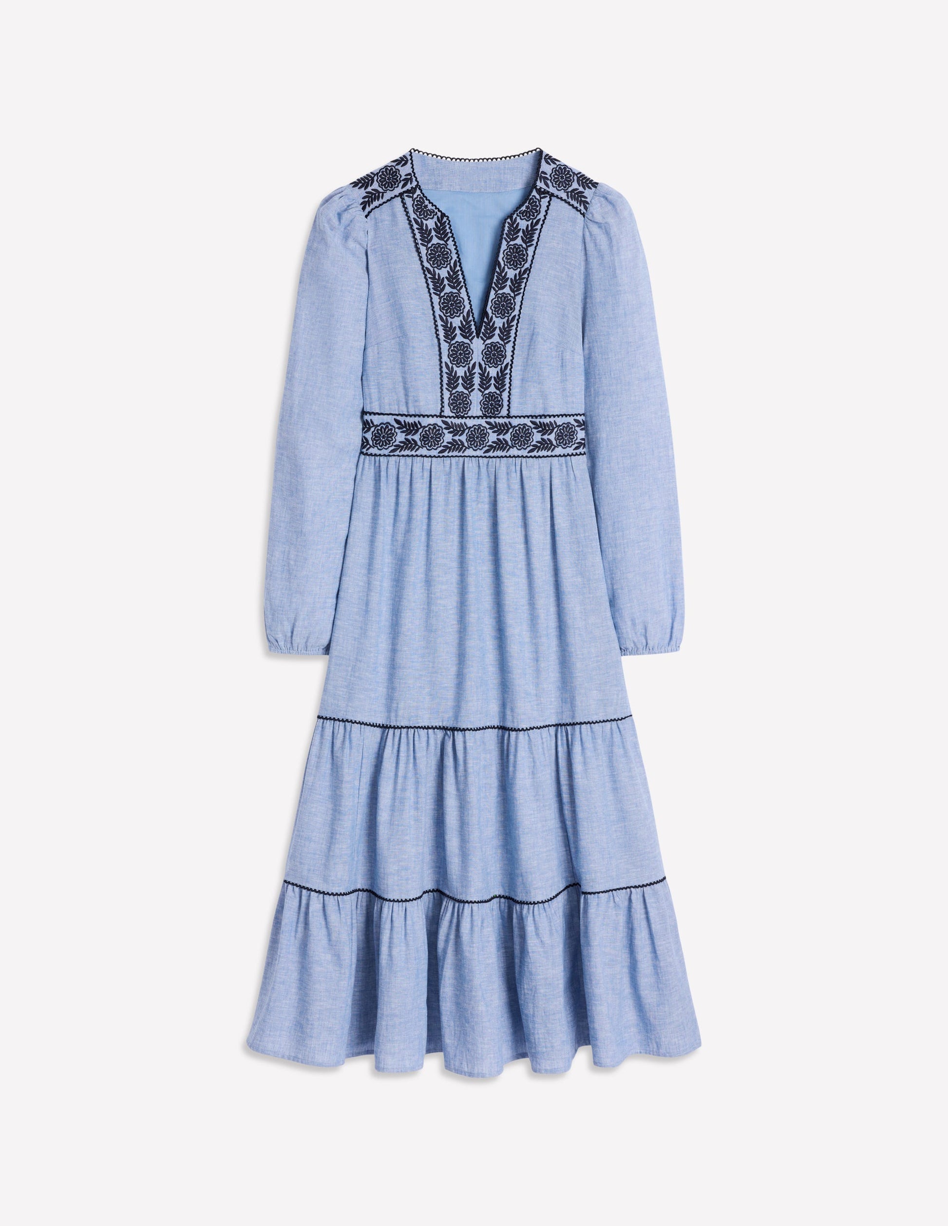 Violet Linen Blend Midi Dress-Chambray-6