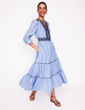 Violet Linen Blend Midi Dress-Chambray