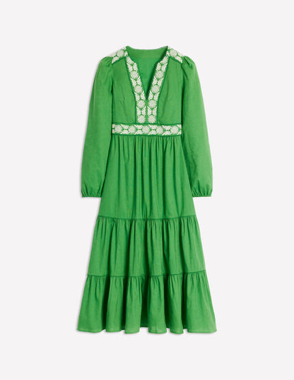 Violet Linen Blend Midi Dress-Paradise Green-5