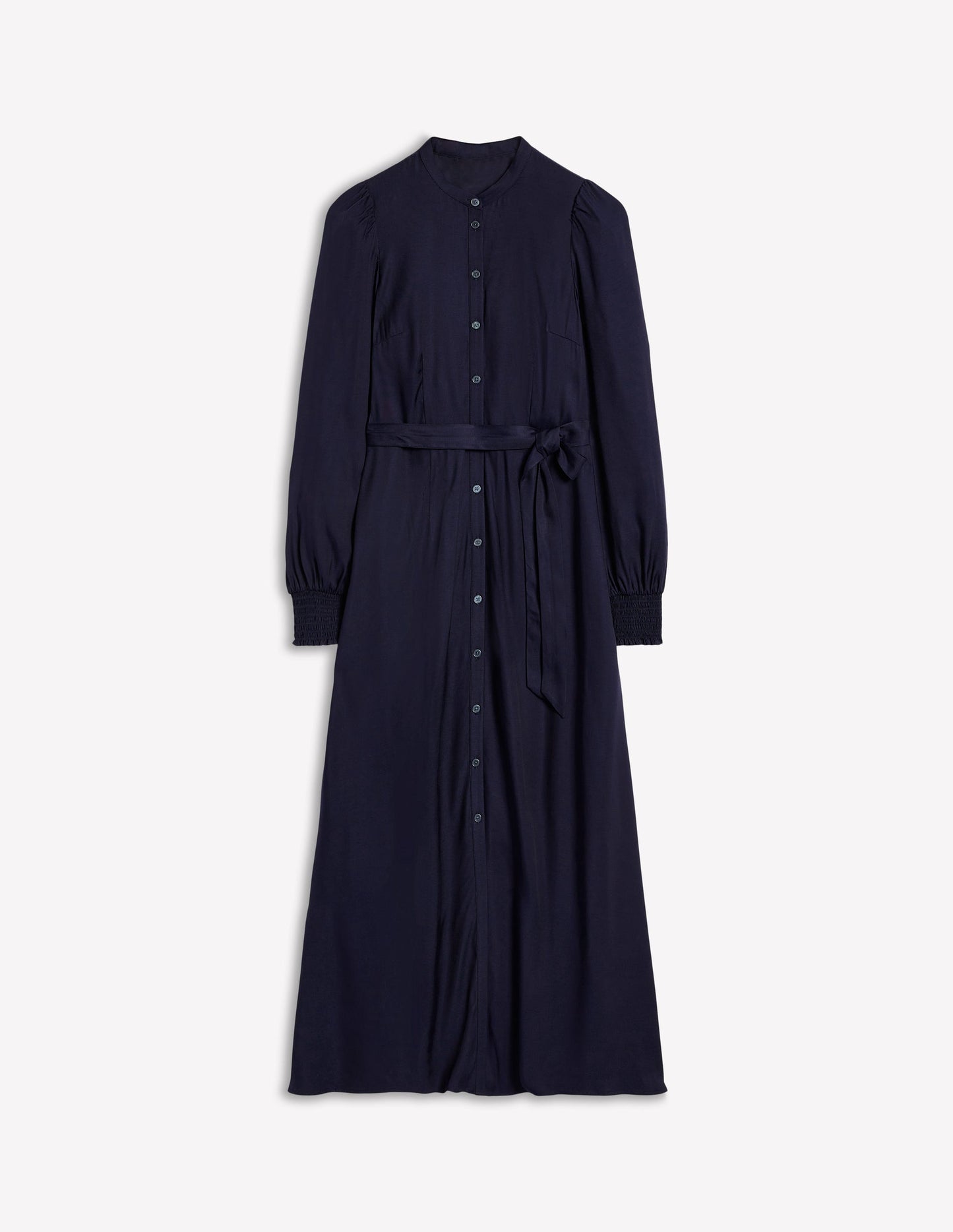 Ruby Collarless Shirt Dress-Navy