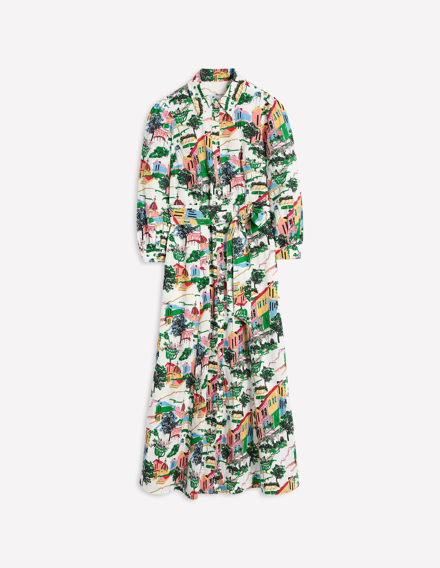 Clara Cotton Shirt Dress-Multi, Painted Village