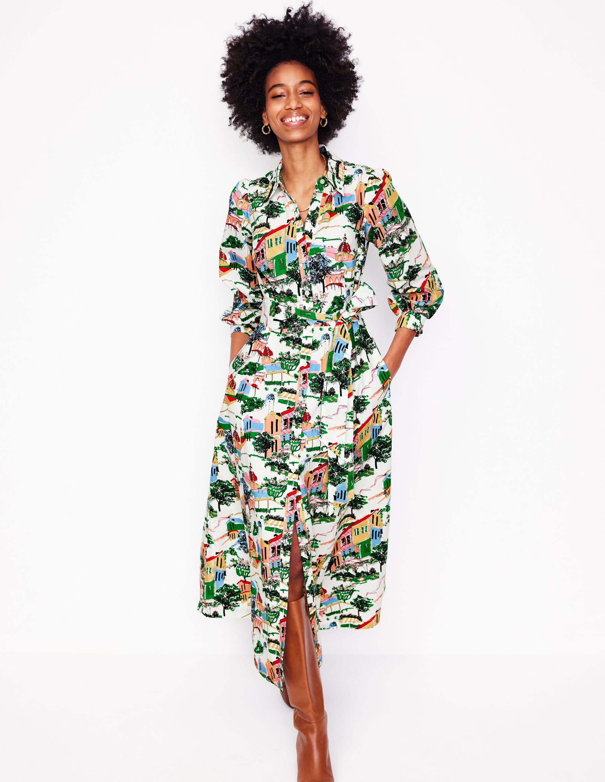 boden clara jersey dress Clara Cotton Shirt Dress - Multi, Ornamental Floral