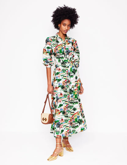 Clara Cotton Shirt Dress-Multi, Painted Village