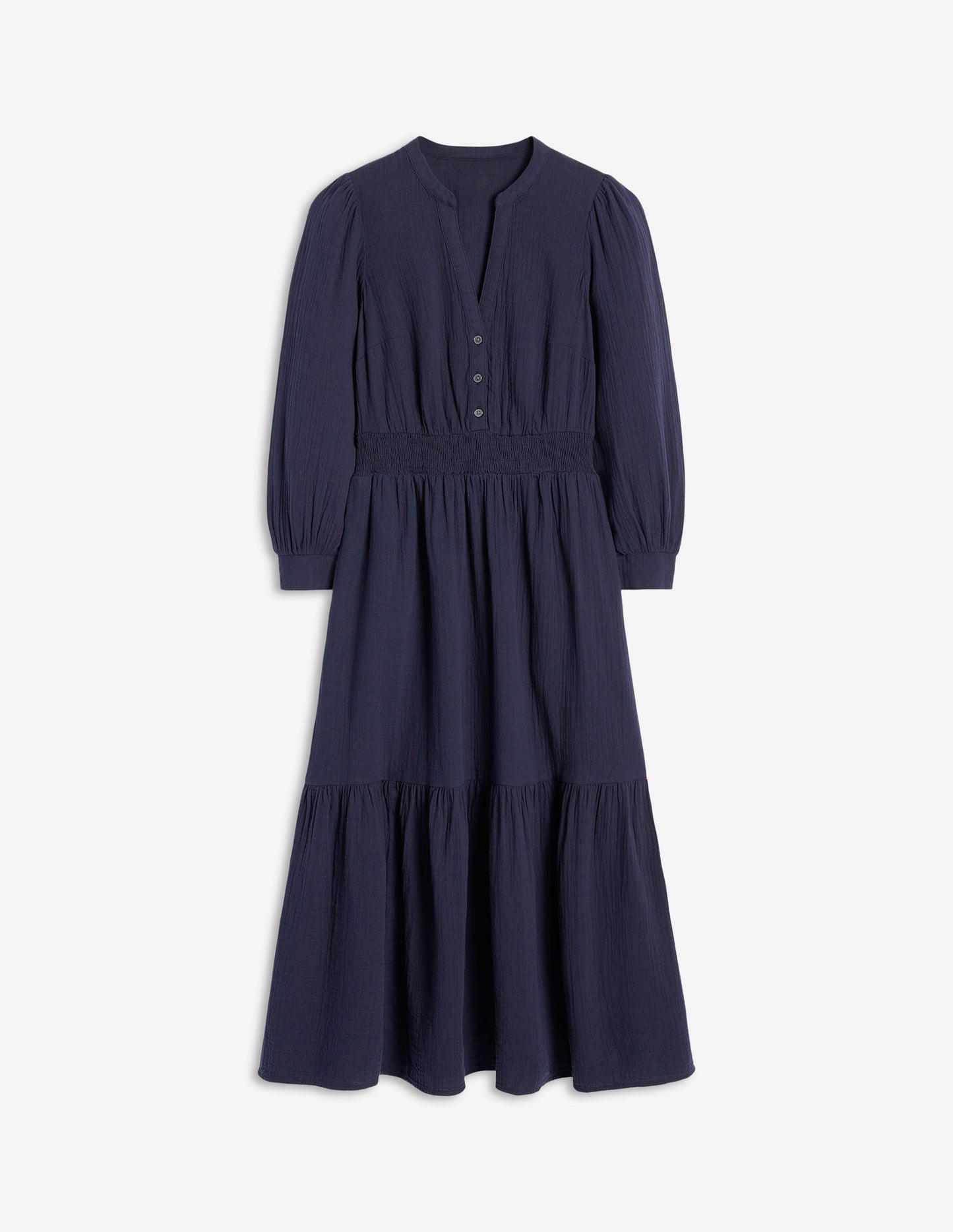 Elena Double Cloth Midi Dress-Navy