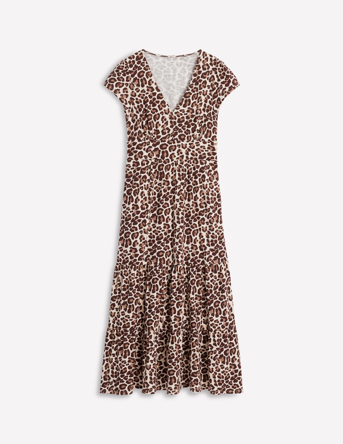 Eloise Tiered Jersey Dress-Cheetah Pop